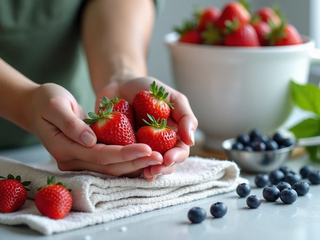 Drying berries before layering a trifle