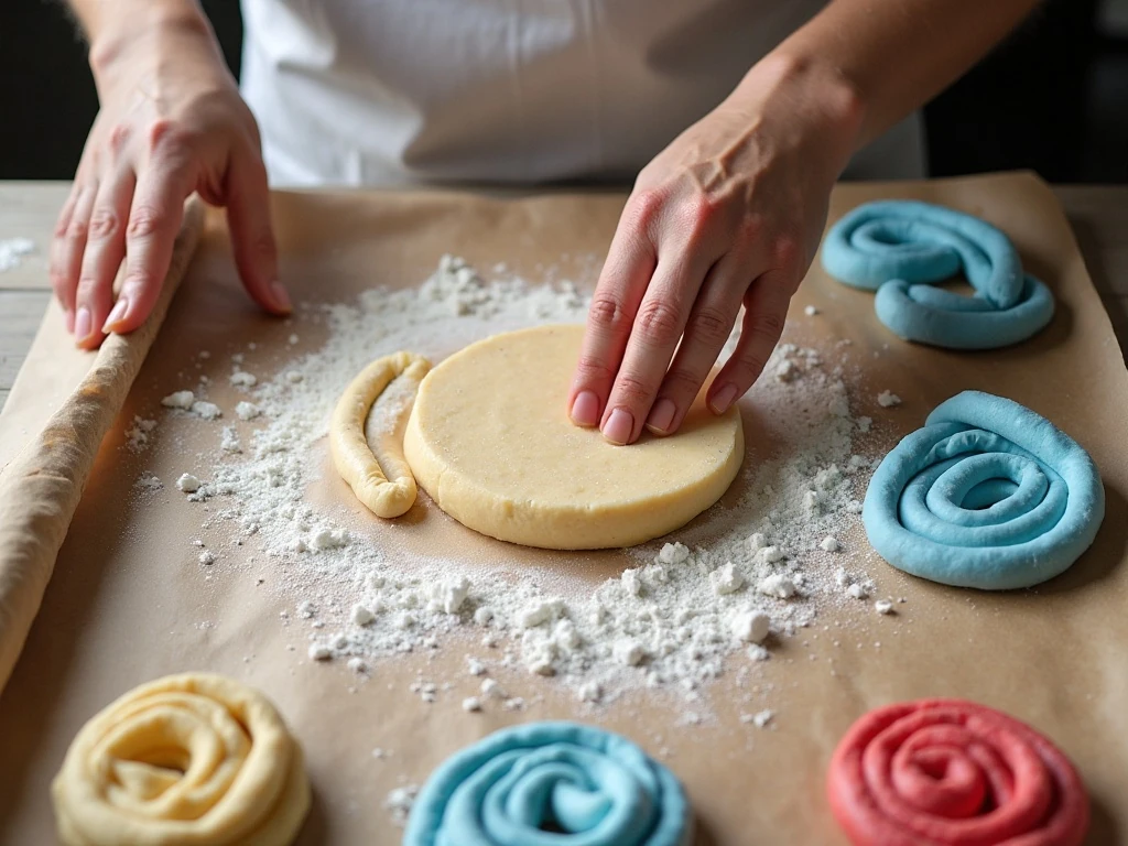 Different shaping options for tri-color sugar cookies