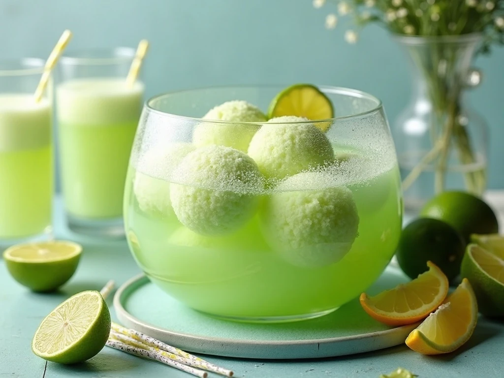Lime sherbet punch variation for a party
