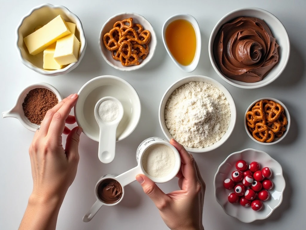 Ingredients for easy Christmas reindeer brownies