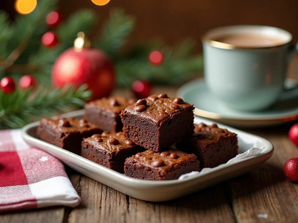 Reindeer brownies served at a Christmas dessert table
