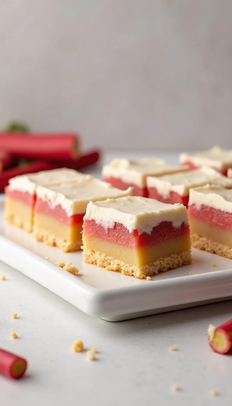 Creamy Custard Rhubarb Bars Recipe