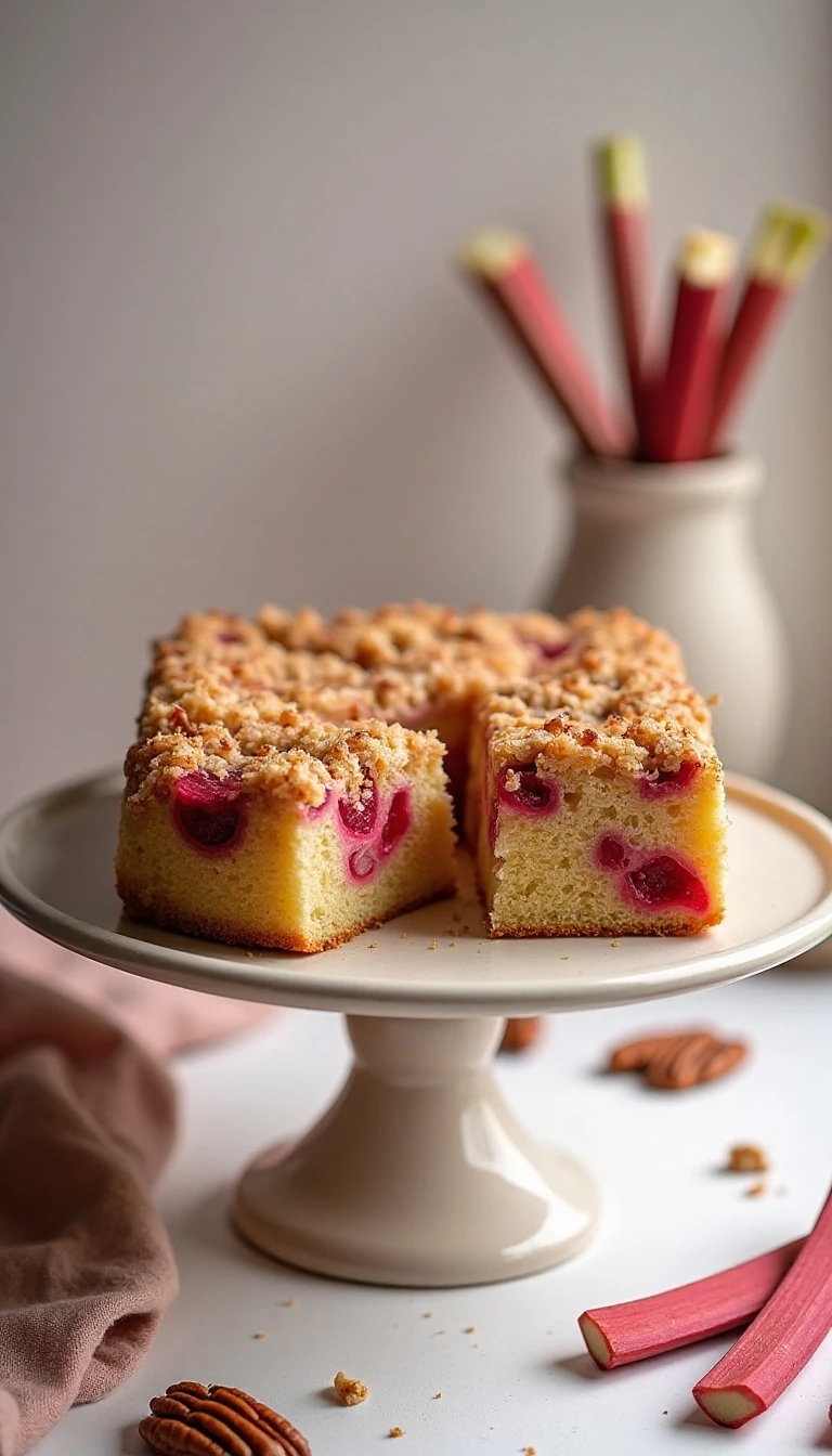 Rhubarb Cake With Coconut Pecan Topping Recipe
