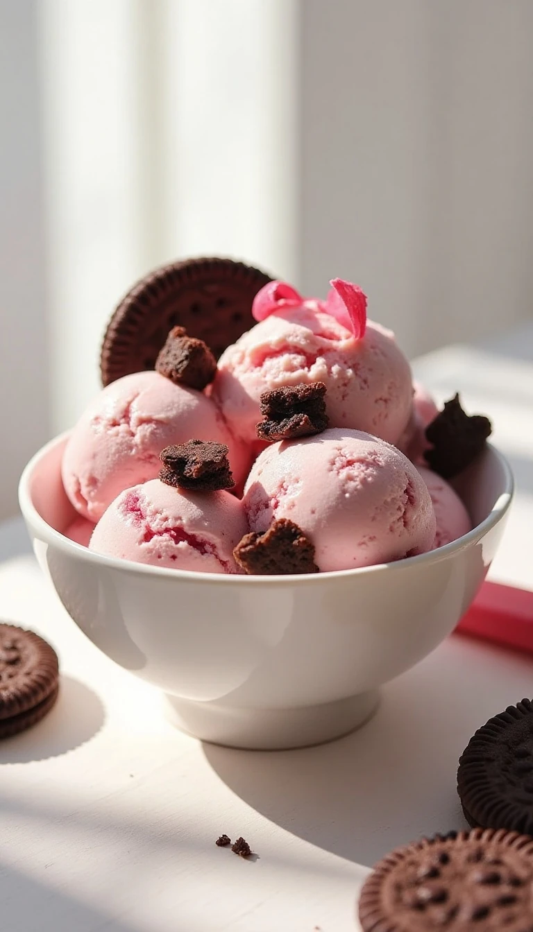 Rhubarb Cookies and Cream Ice Cream Recipe