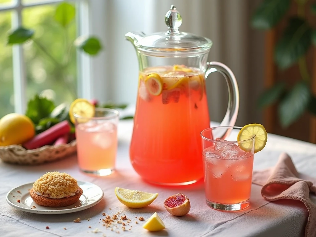 Rhubarb lemonade served chilled for a summer gathering