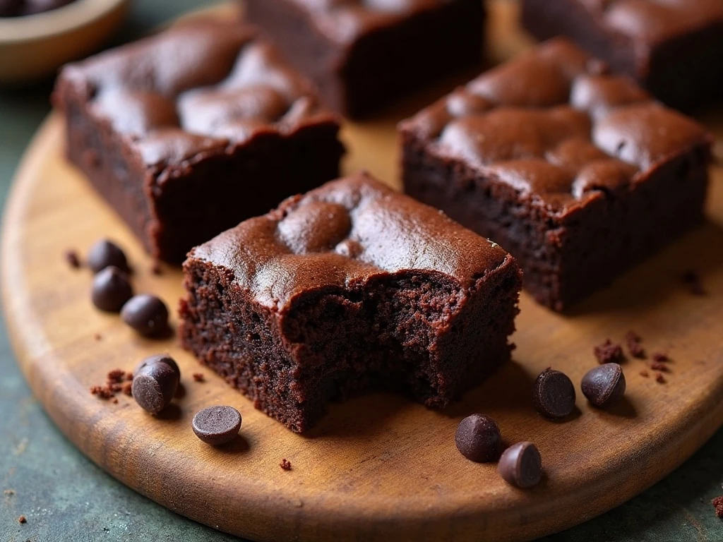Fudgy black bean brownies arranged on a dessert board