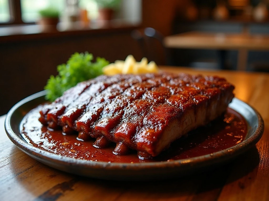 Tender smoky roadhouse ribs arranged on a serving platter