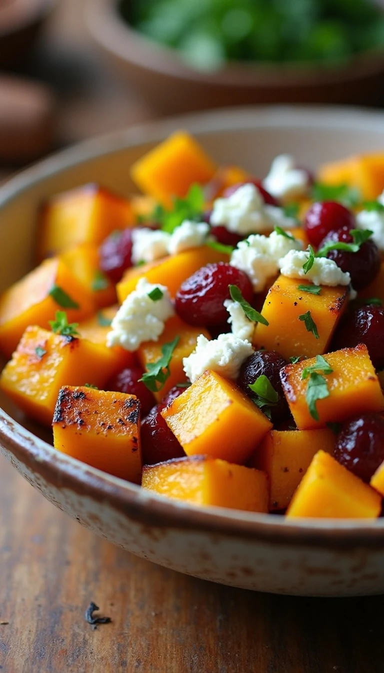 Roasted Butternut Squash with Feta and Cranberries Recipe