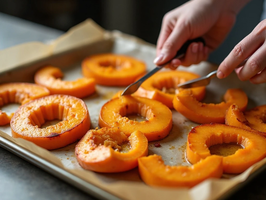 Lightly caramelized roasted cantaloupe pieces