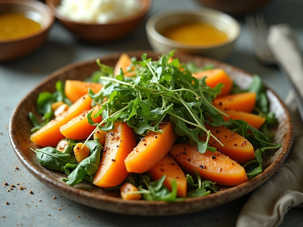 Roasted cantaloupe salad components prepared for make-ahead serving