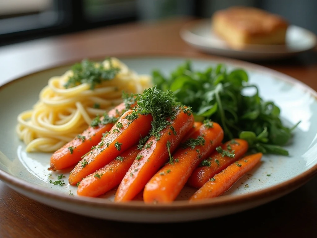 Roasted carrots served as a dinner side dish