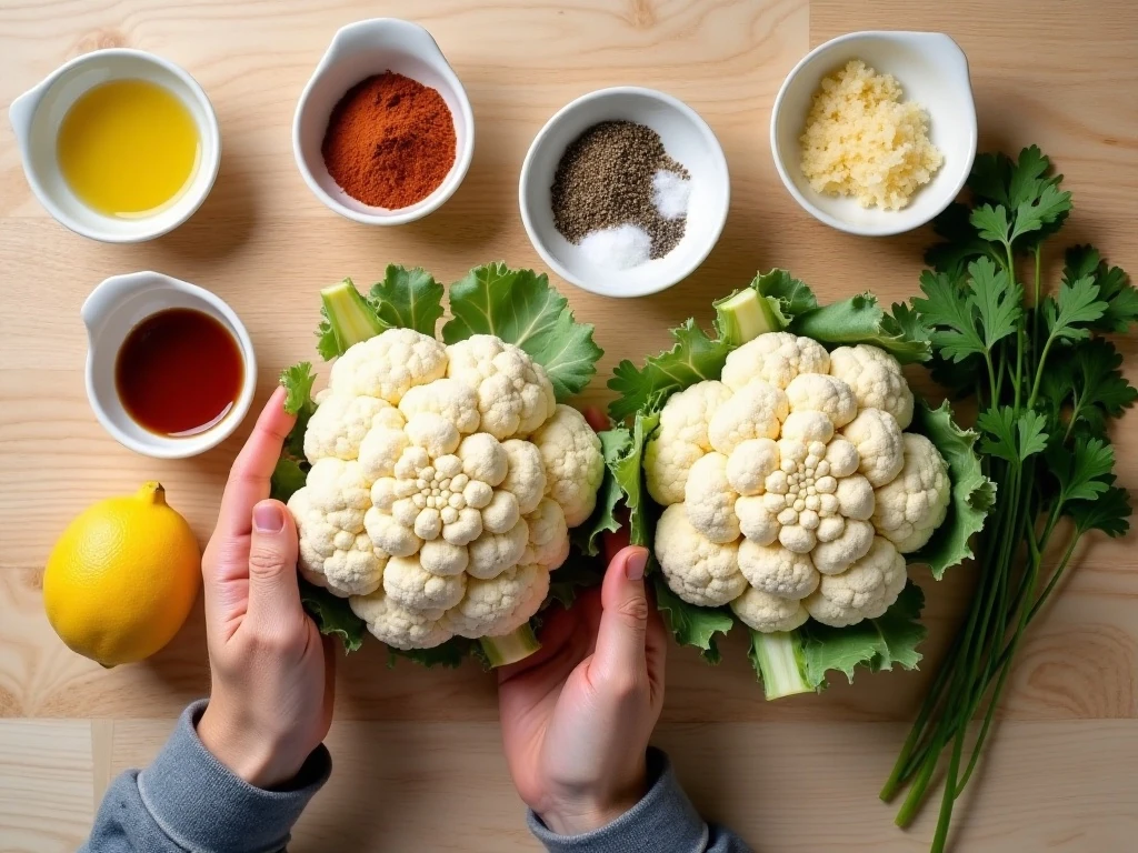 Ingredients for roasted cauliflower steaks