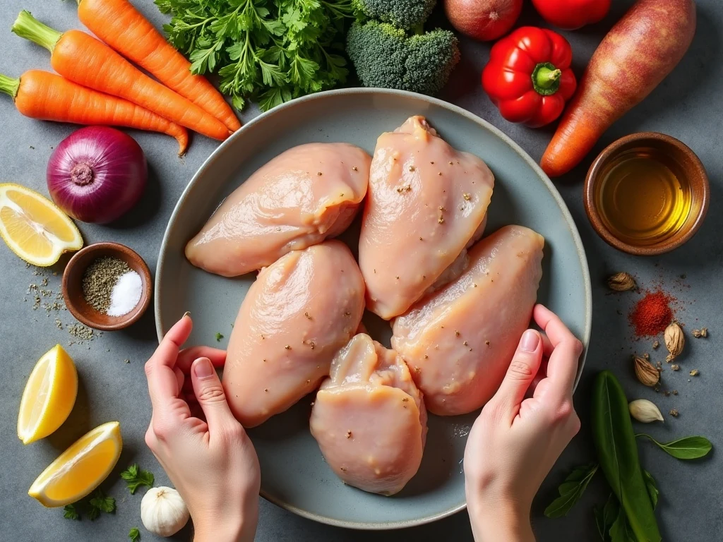 Ingredients for sheet-pan roasted chicken and vegetables