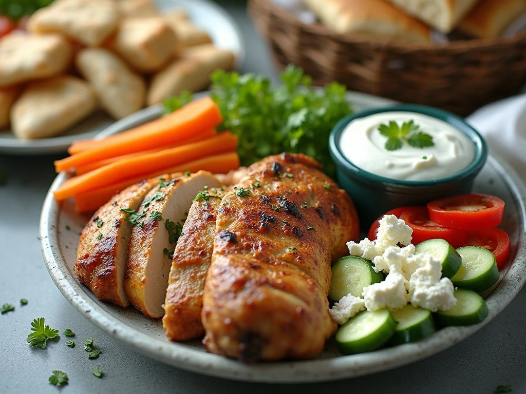 Make-ahead chicken pita wrap components stored separately