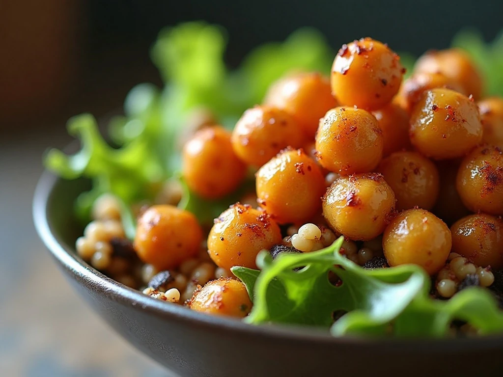 Crispy roasted chickpeas used as a salad and grain bowl topping