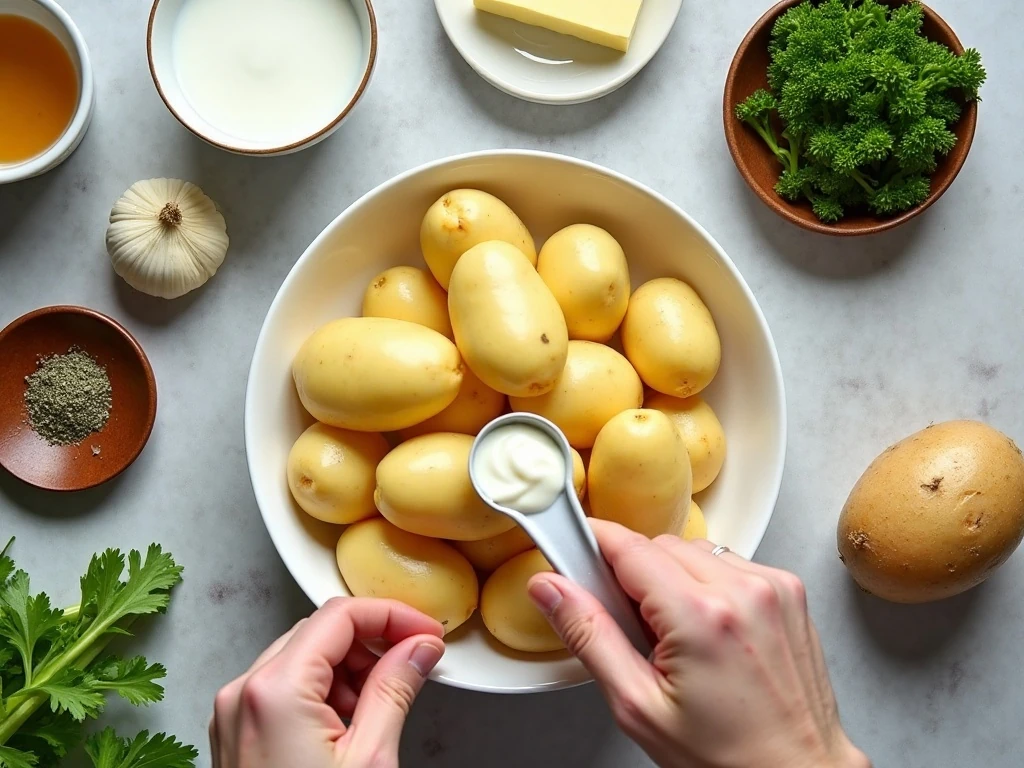 Ingredients for roasted garlic mashed potato stuffing casserole