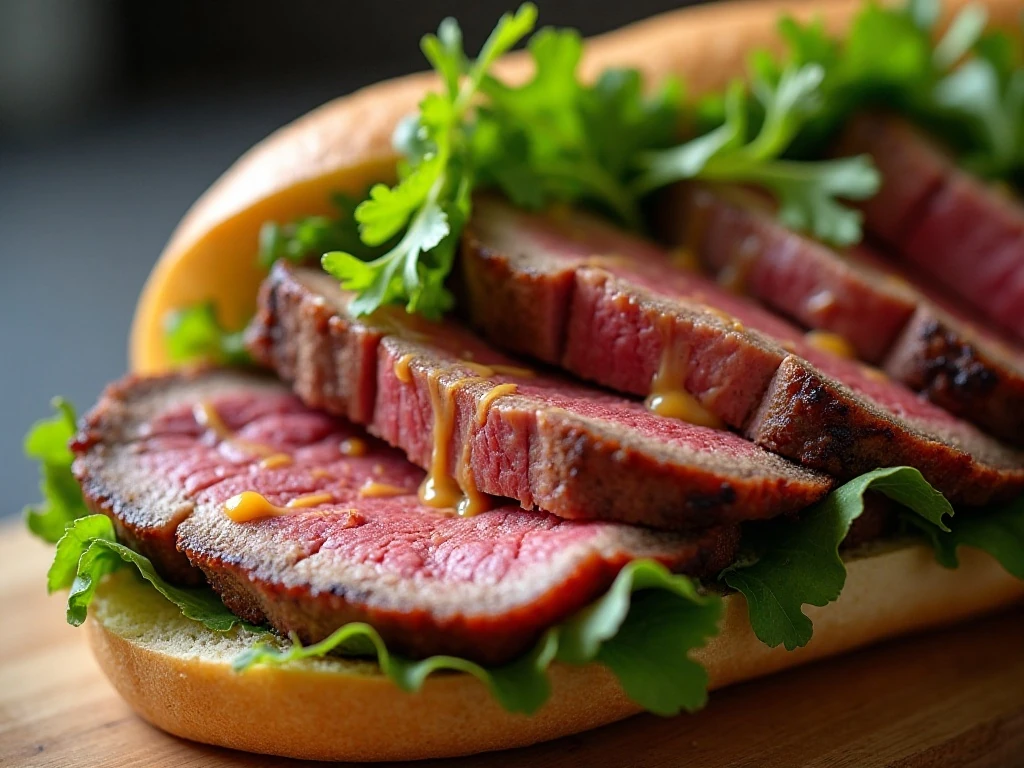 Leftover roasted garlic rib roast sandwich