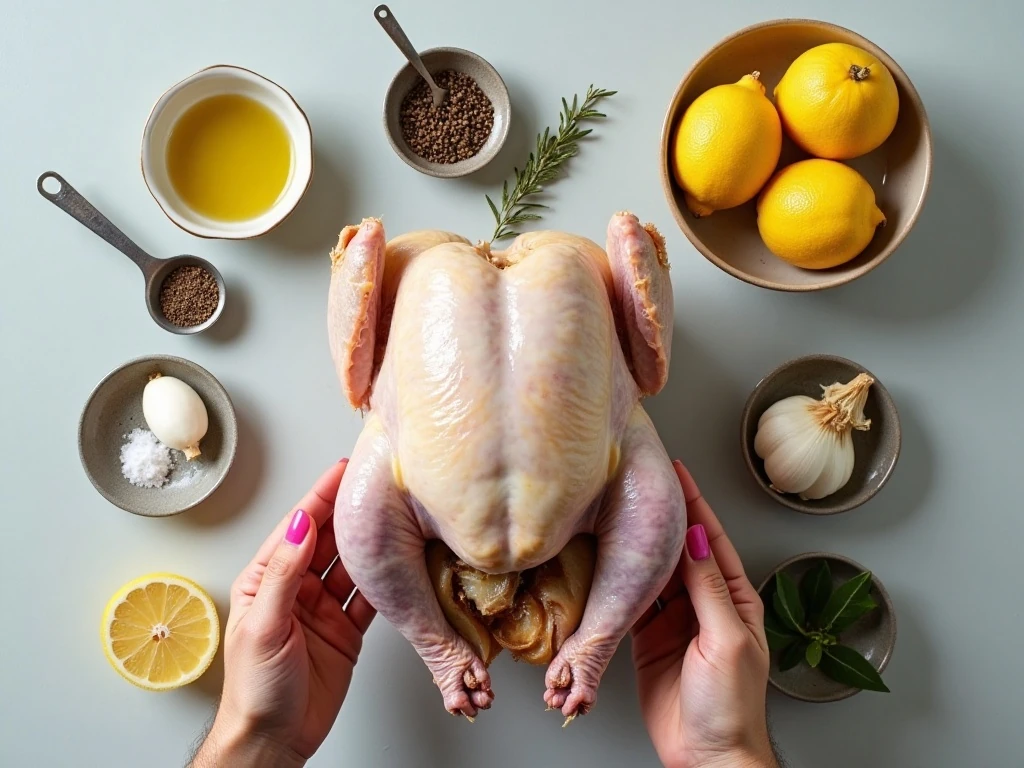 Ingredients for easy roasted lemon chicken