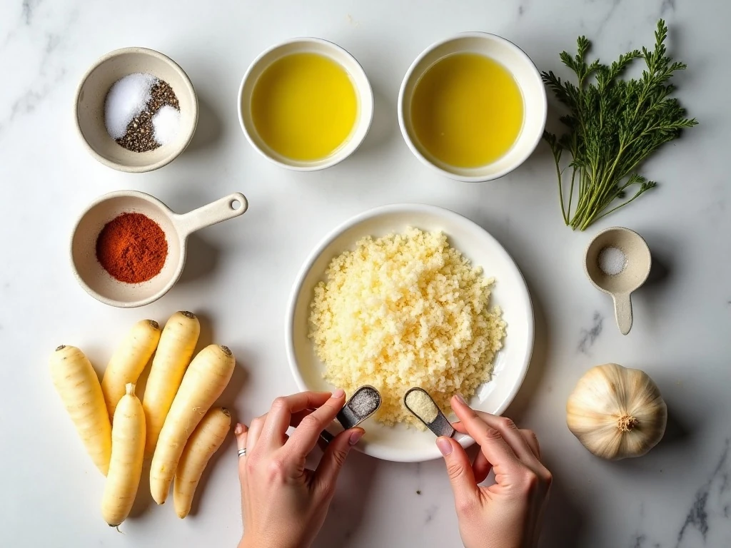 Ingredients for crispy roasted parsnips