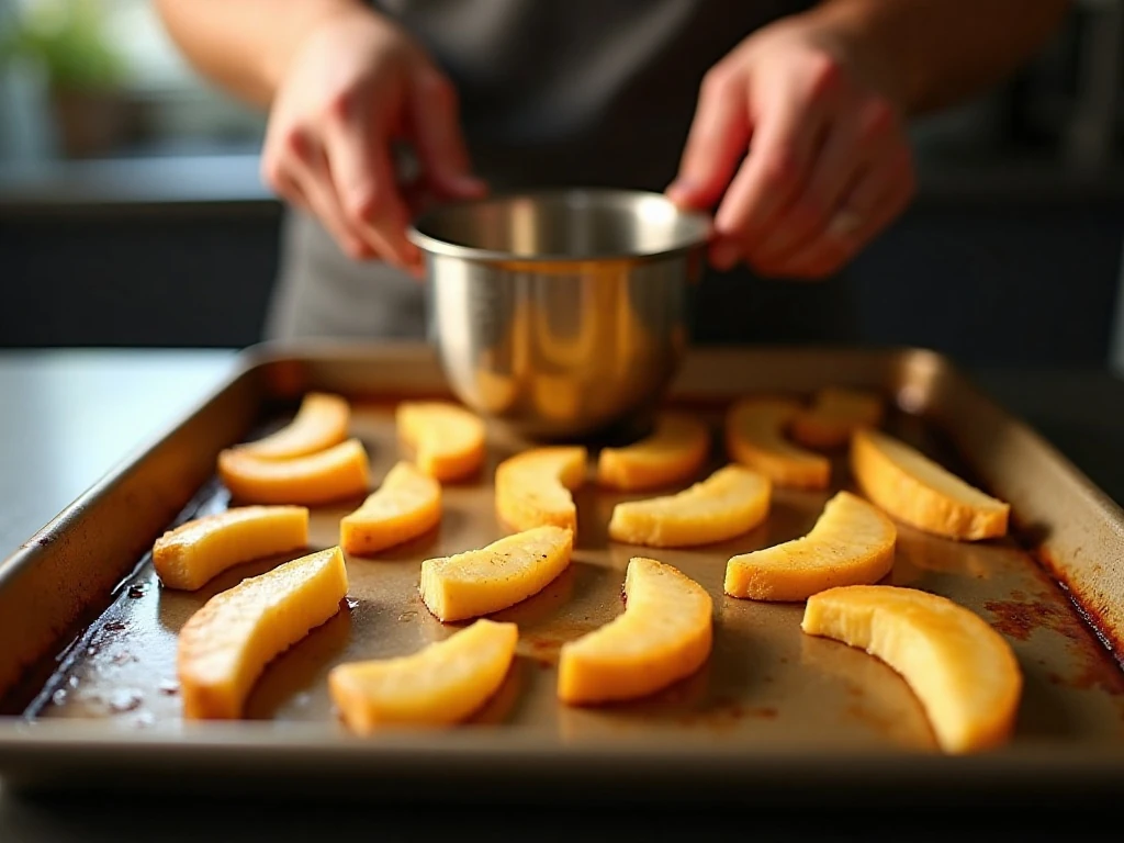 Parsnips spaced on a baking sheet for crisp roasting