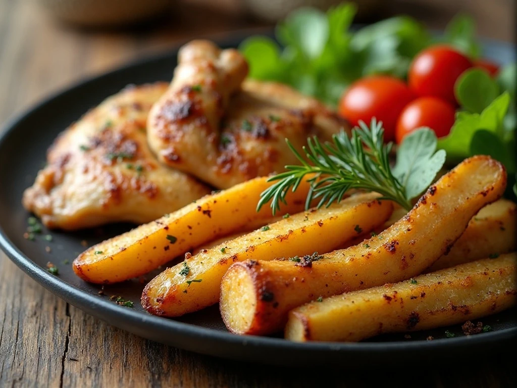 Roasted parsnips served with a complete dinner