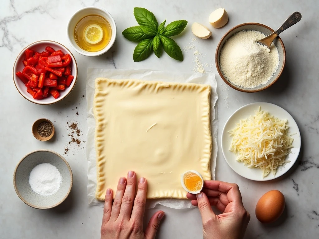 Ingredients for roasted pepper cheese bites