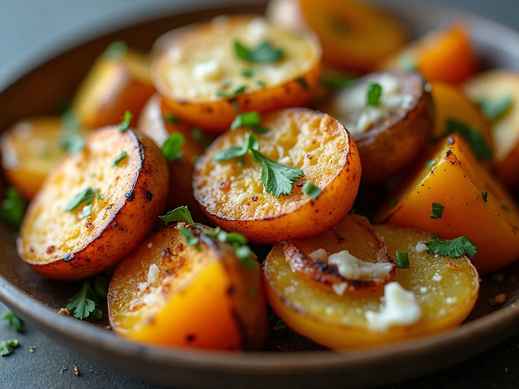 Roasted potatoes and squash finished with parsley and Parmesan