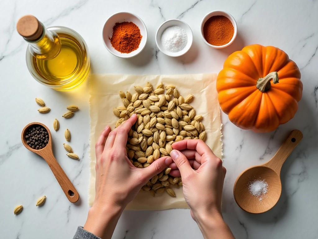 Ingredients for easy roasted pumpkin seeds