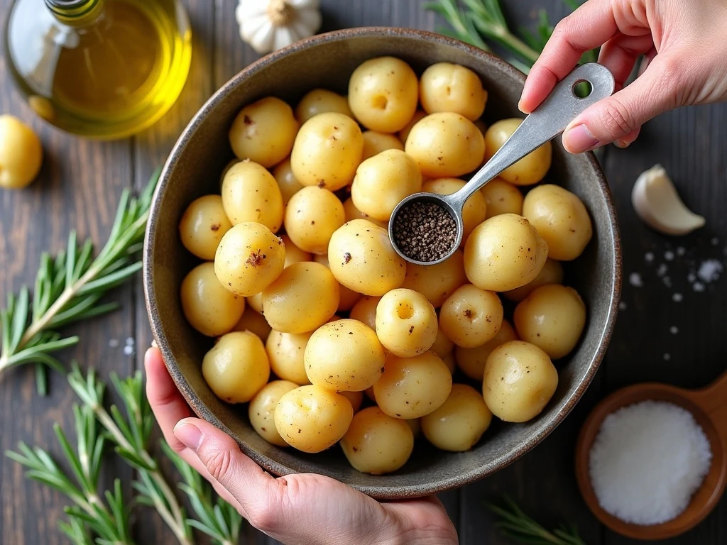 Ingredients for crispy roasted rosemary potatoes