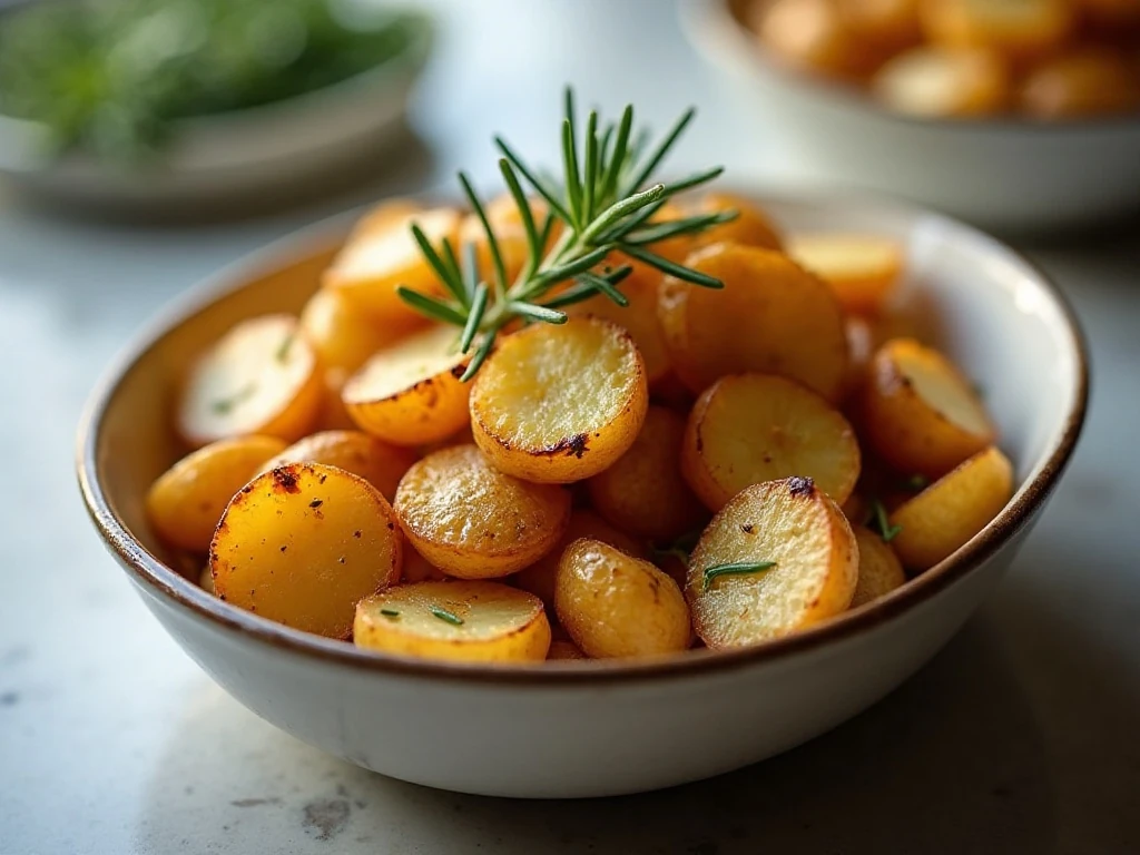 Reheated crispy roasted rosemary potatoes