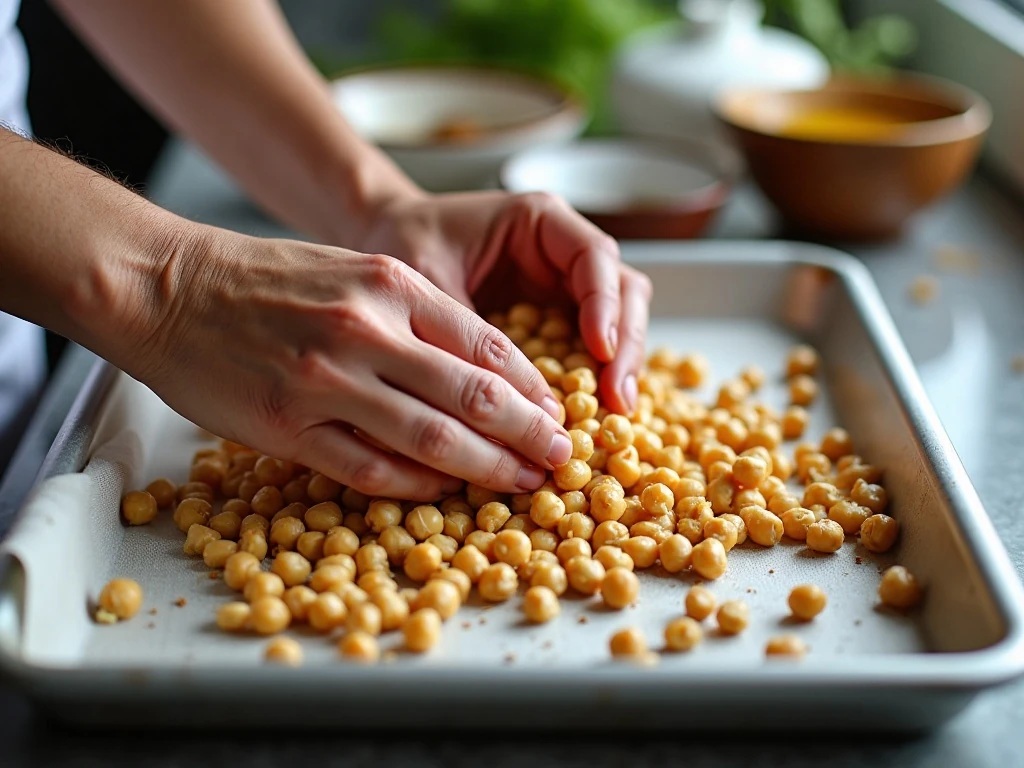 Drying chickpeas before roasting for maximum crispness