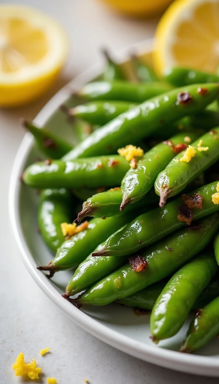Easy Roasted Sugar Snap Peas Recipe with Garlic and Lemon