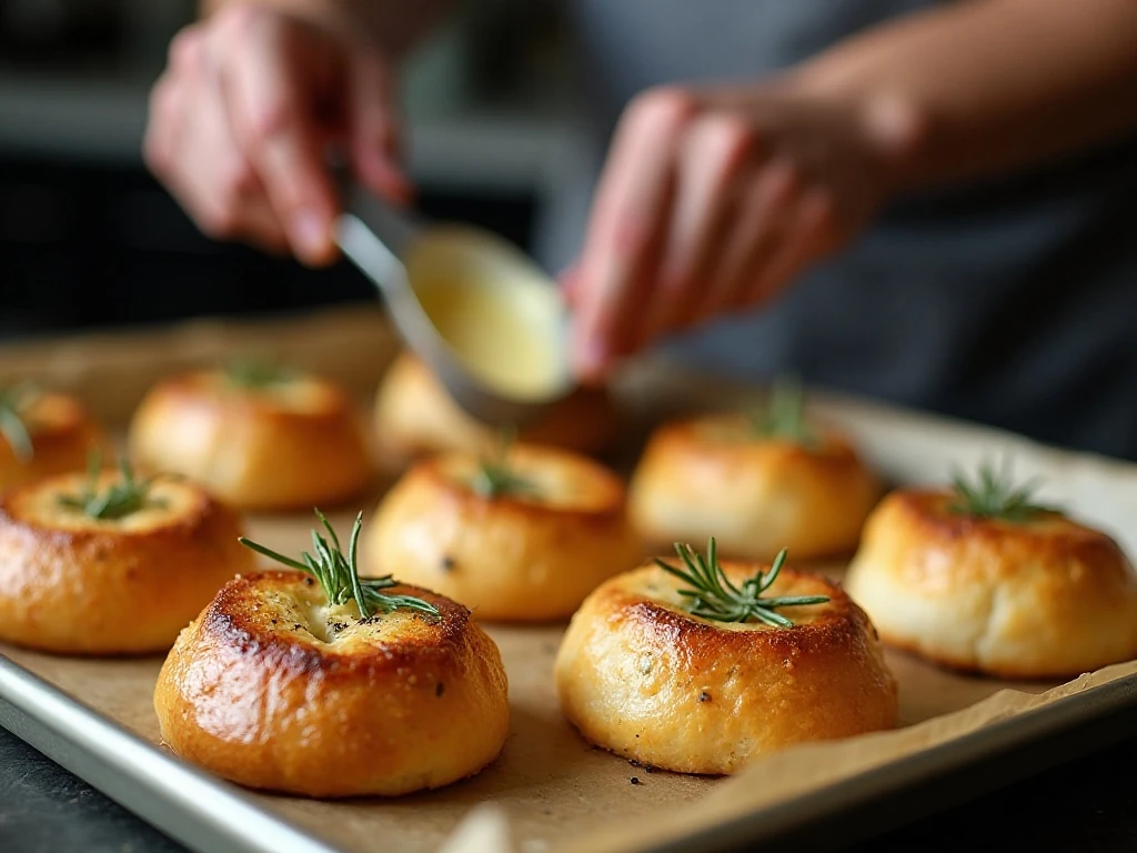 Rosemary garlic bread portions prepared for reheating in the oven