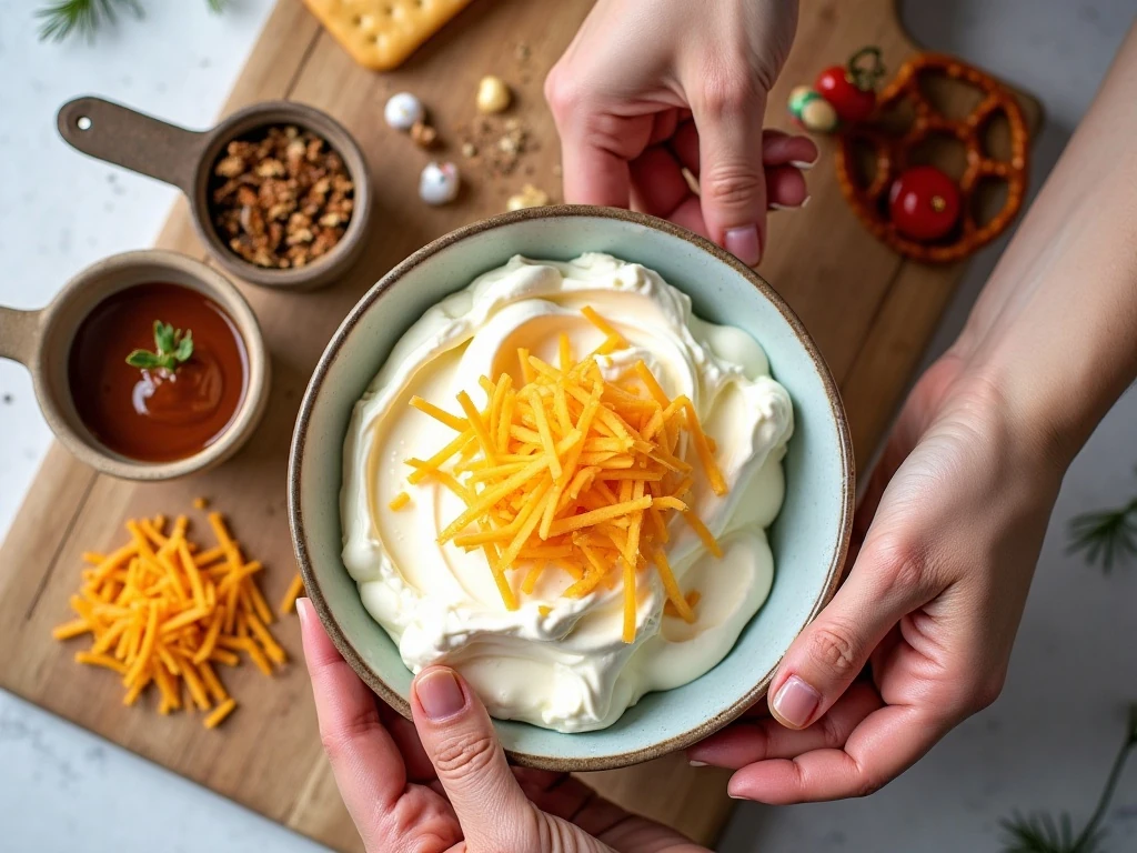 Ingredients for a Rudolph holiday cheese ball appetizer