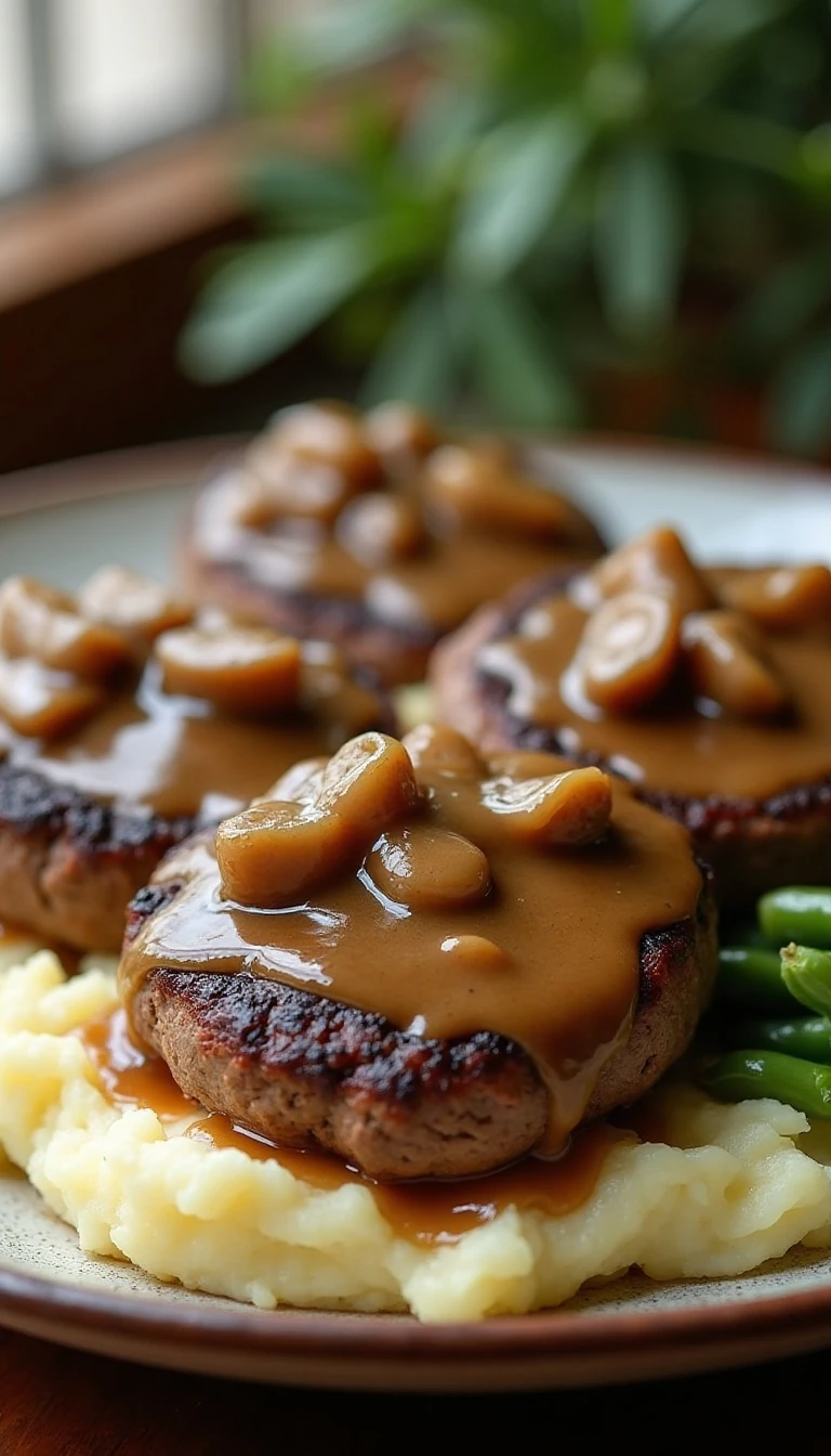 Easy Salisbury Steak Dinner Recipe with Homemade Onion Mushroom Gravy