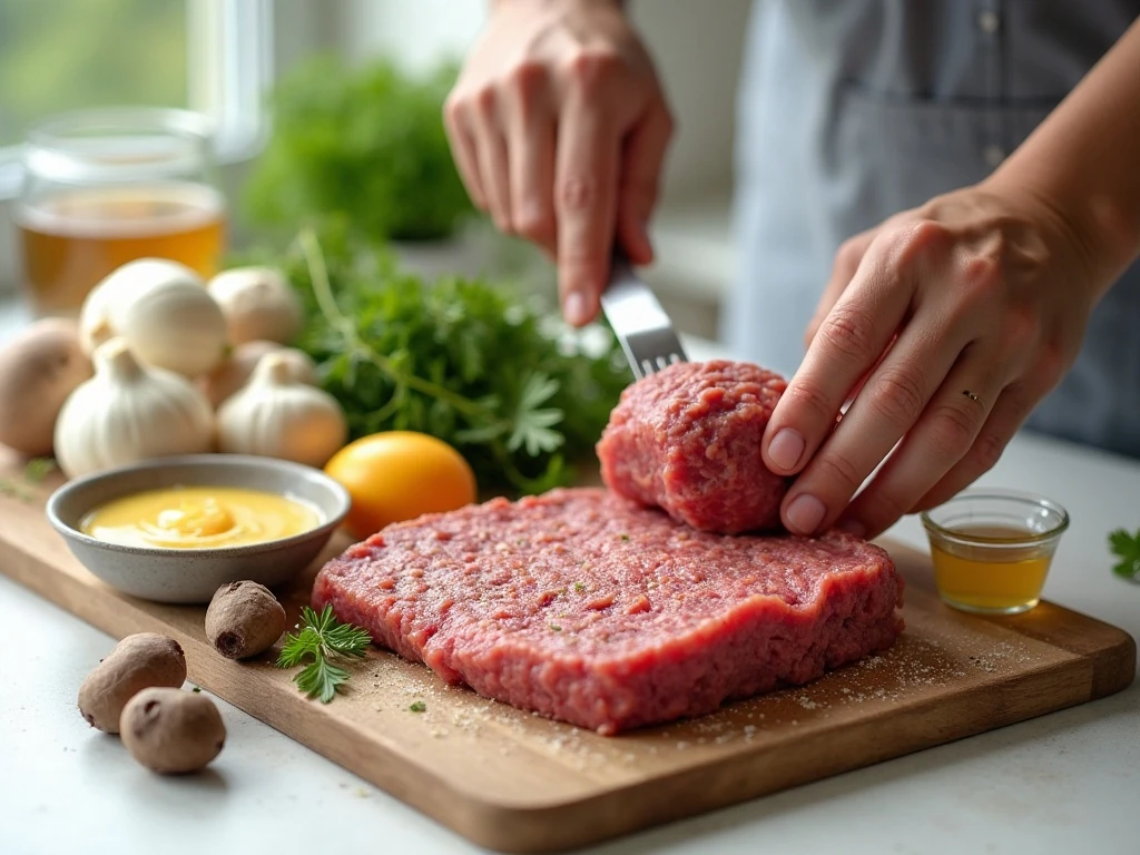 Ingredients for Salisbury steak meatballs and mushroom gravy