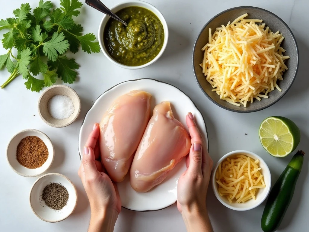 Ingredients for easy salsa verde chicken