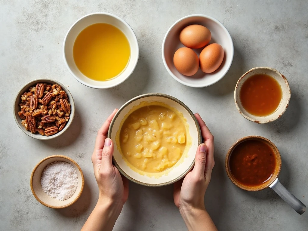 Ingredients for easy salted caramel apple cake