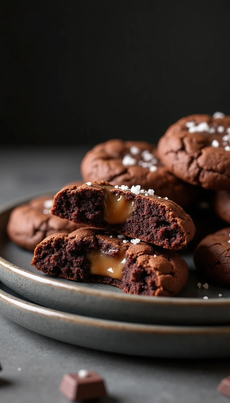 Salted Caramel Stuffed Double Chocolate Cookies Recipe