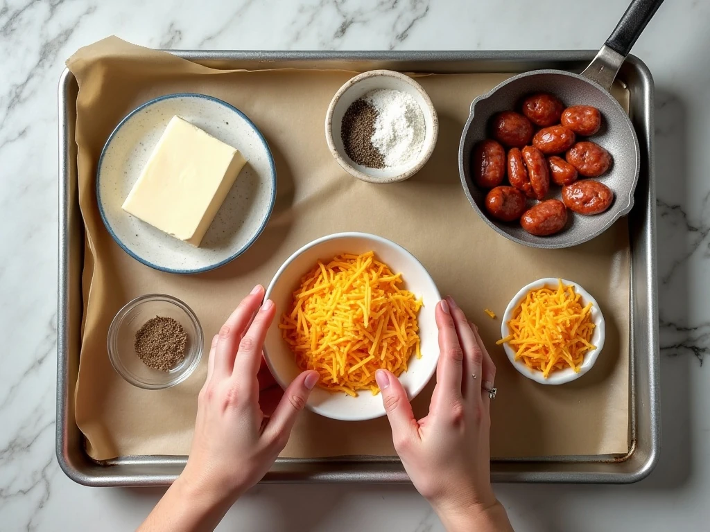 Ingredients for easy sausage and cream cheese pinwheels