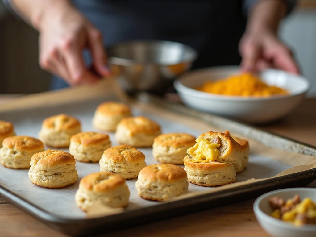 Sealed breakfast bombs ready for baking