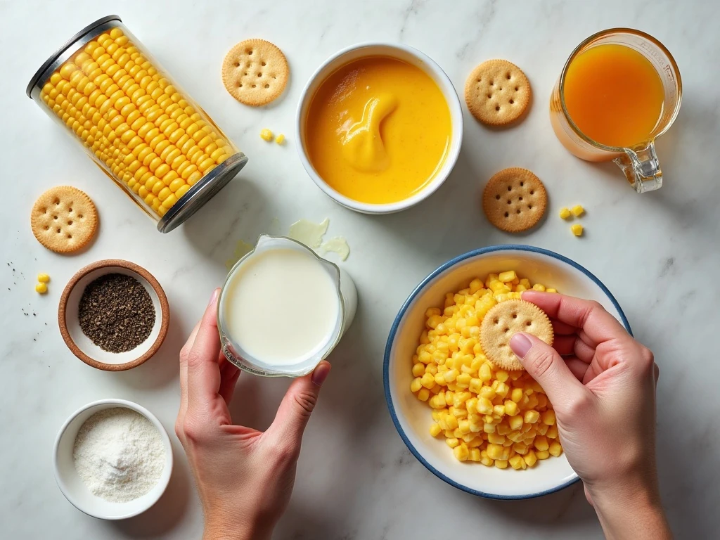 Ingredients for homemade scalloped corn