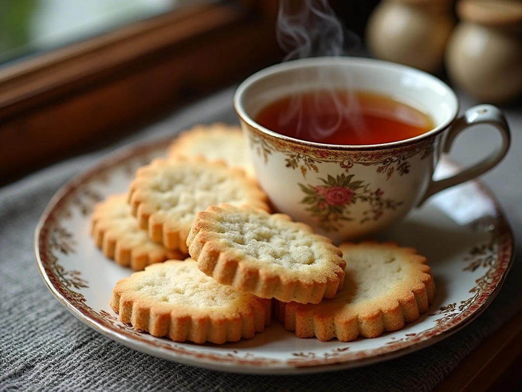 Traditional Scottish shortbread fingers served with tea