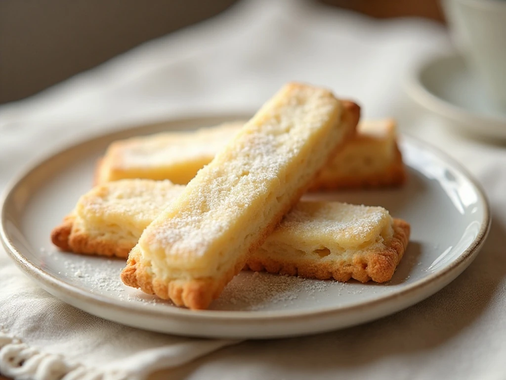Close-up of caster sugar on Scottish shortbread