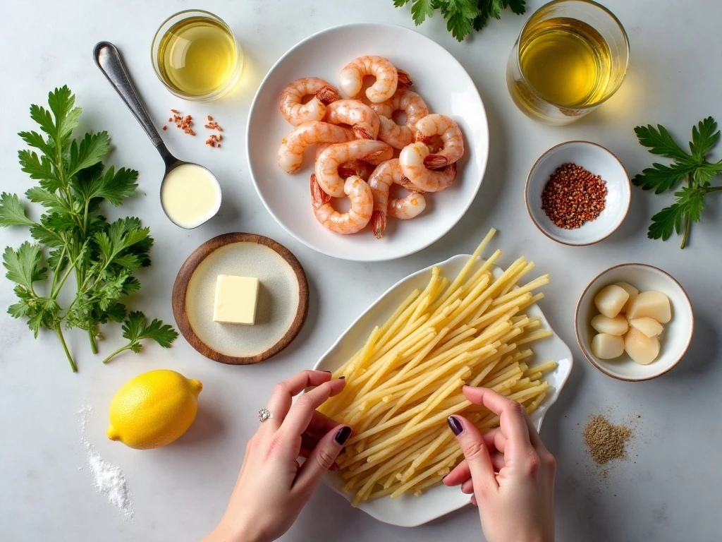 Ingredients for easy seafood scampi
