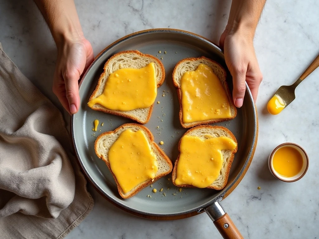 Bread, cheese, mayonnaise, and Dijon mustard for grilled cheese