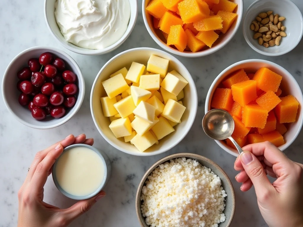 Ingredients for secret ingredient overnight fruit salad