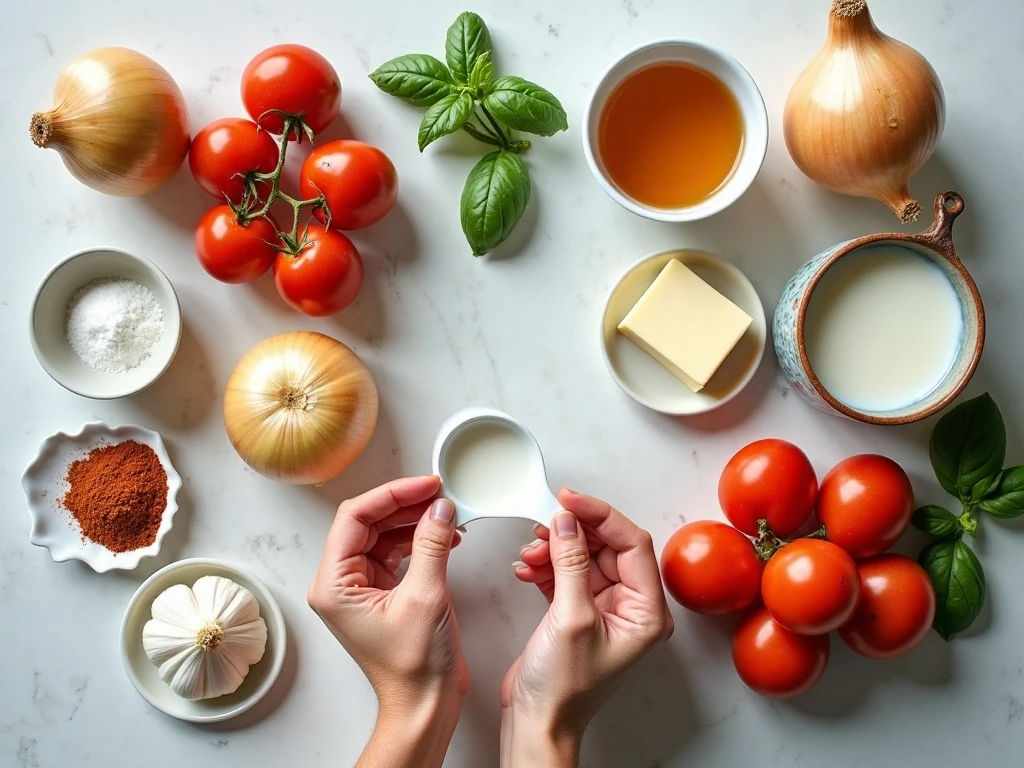Ingredients for homemade secret ingredient tomato soup