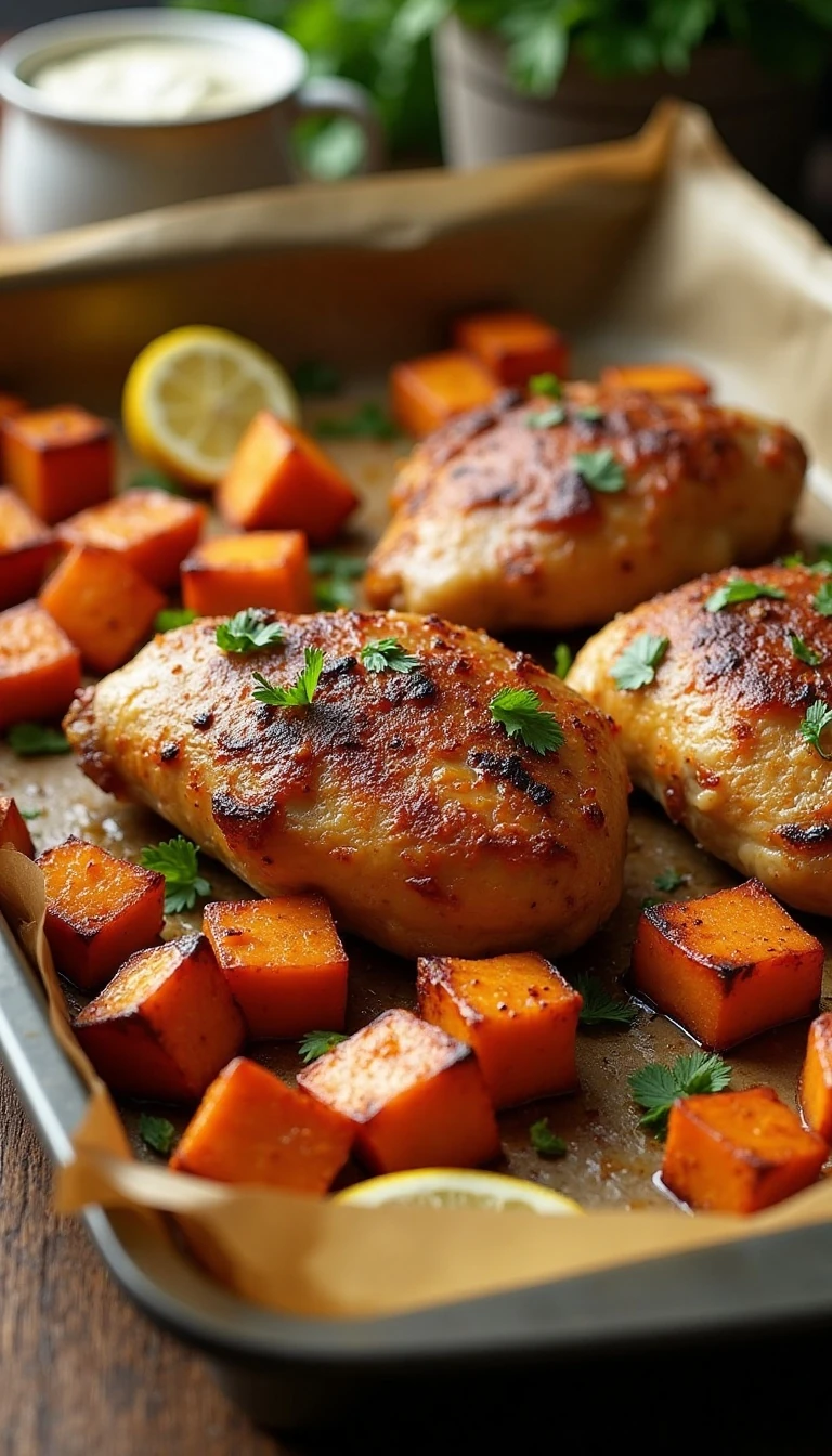 Easy Sheet Pan Chicken and Sweet Potatoes Recipe