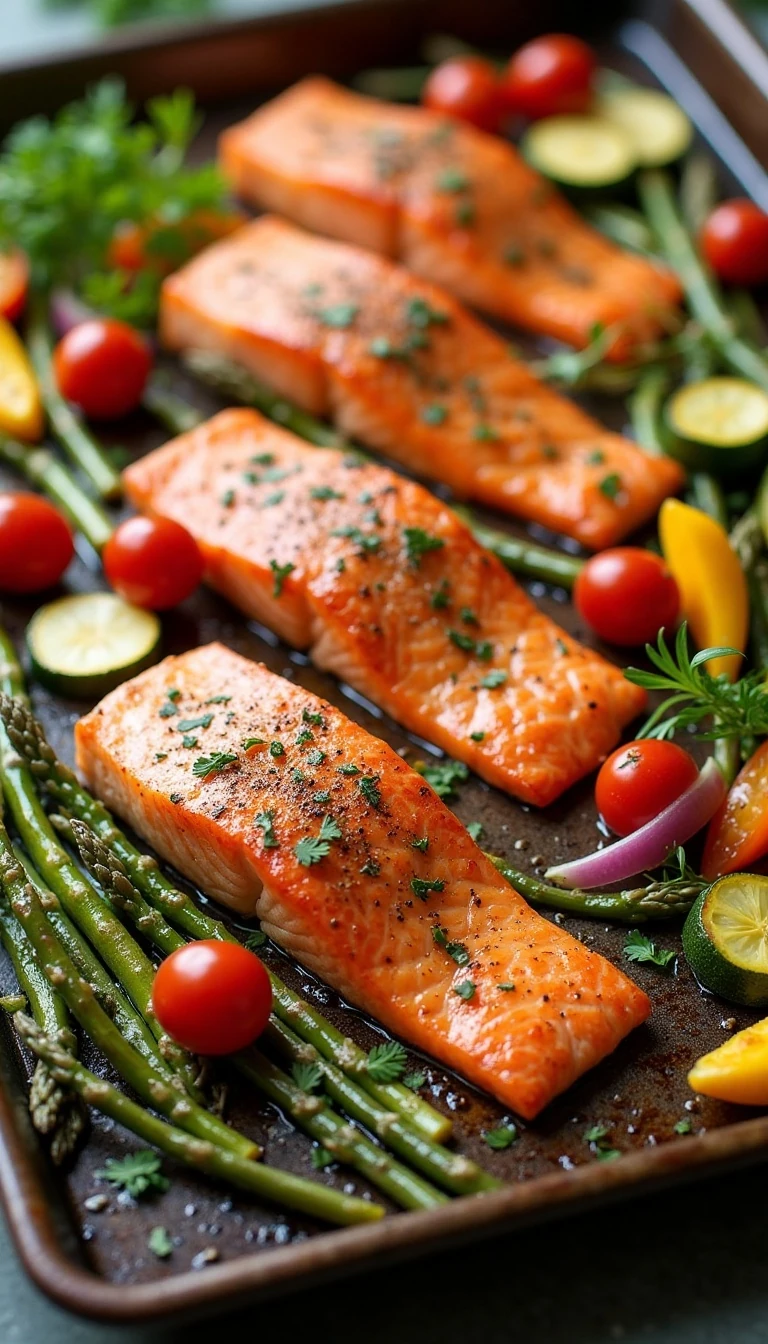 Easy Sheet Pan Salmon Primavera Recipe with Roasted Summer Vegetables